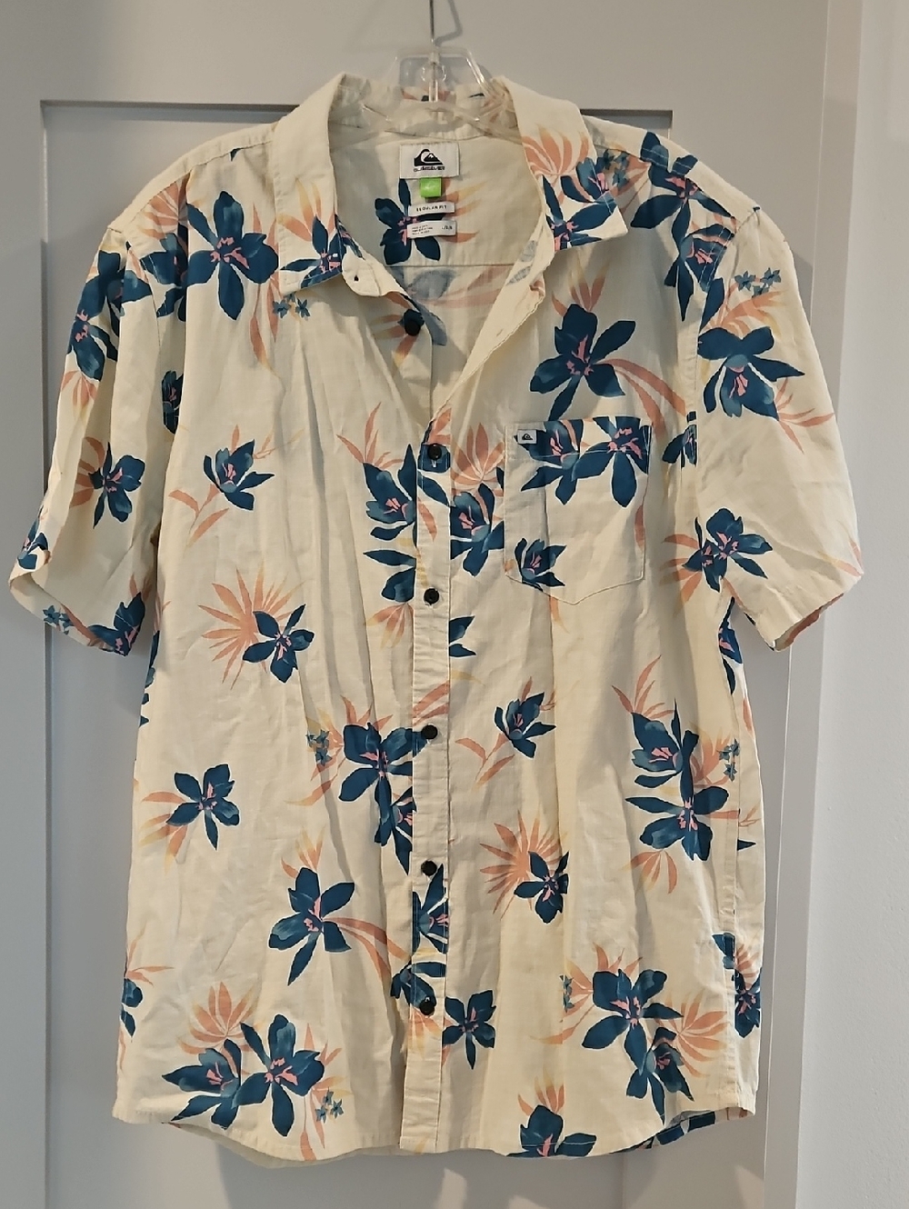 Quiksilver Men’s Cream Floral Short-Sleeve Shirt